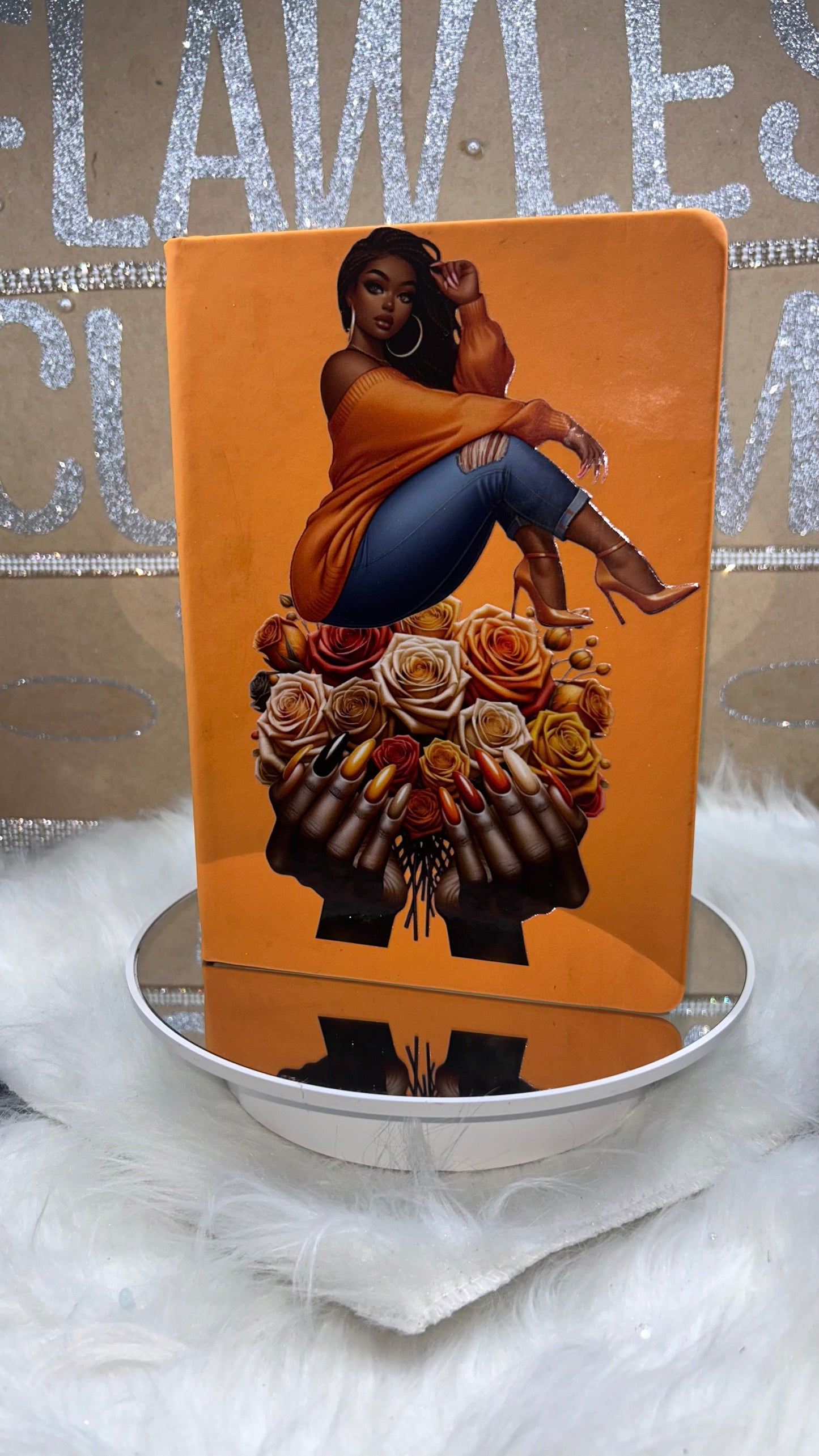 Women In Orange Sitting On A Bed If Roses