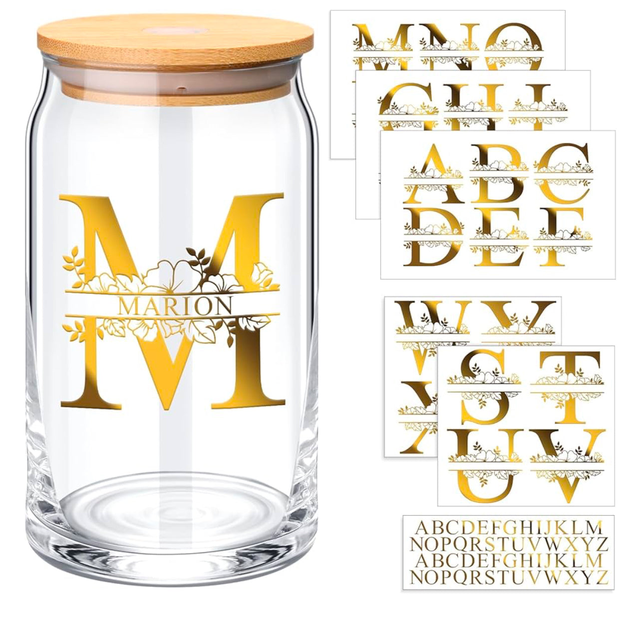 Personalized Name Bling Glass Can 16oz