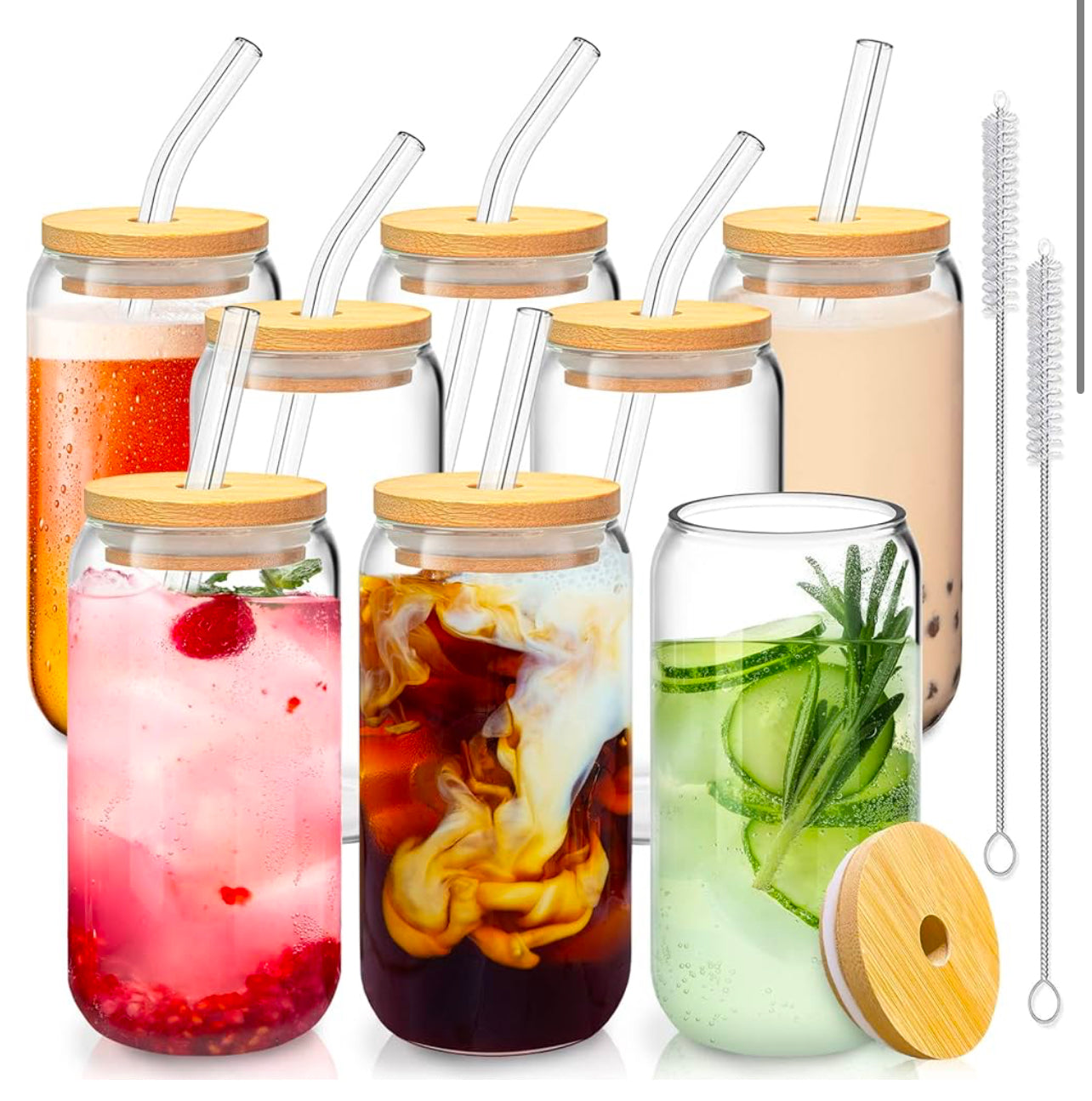 Bamboo Glass Can Cup 16oz