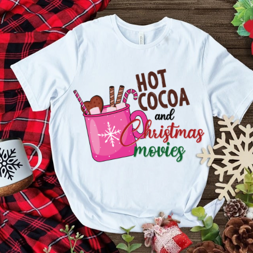 Hot cocoa Christmas movies T shirt