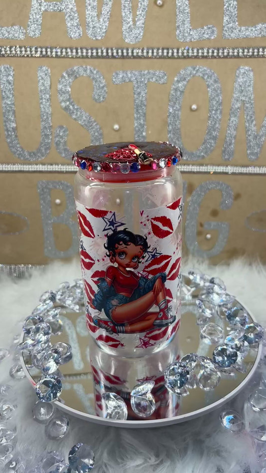 Red white & blue Betty snow Globe